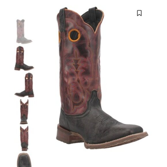 Laredo men's Isaac western cowboy boots 9D square toe red shafts leather - Picture 1 of 14